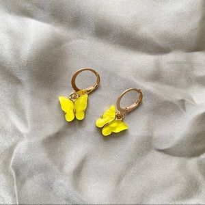 COPY - yellow acrylic butterfly earrings